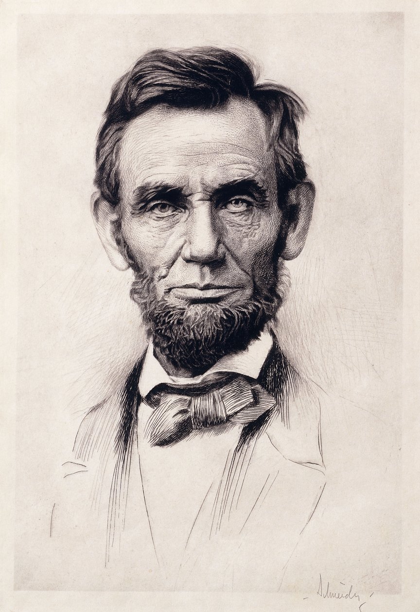 Lincoln portresi (gravür) by Otto Henry Schneider