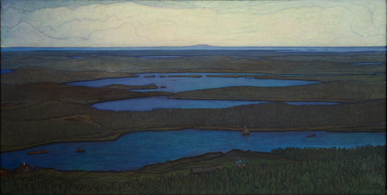 Orman ve Göl Üzerinde, 1908 by Otto Hesselbom