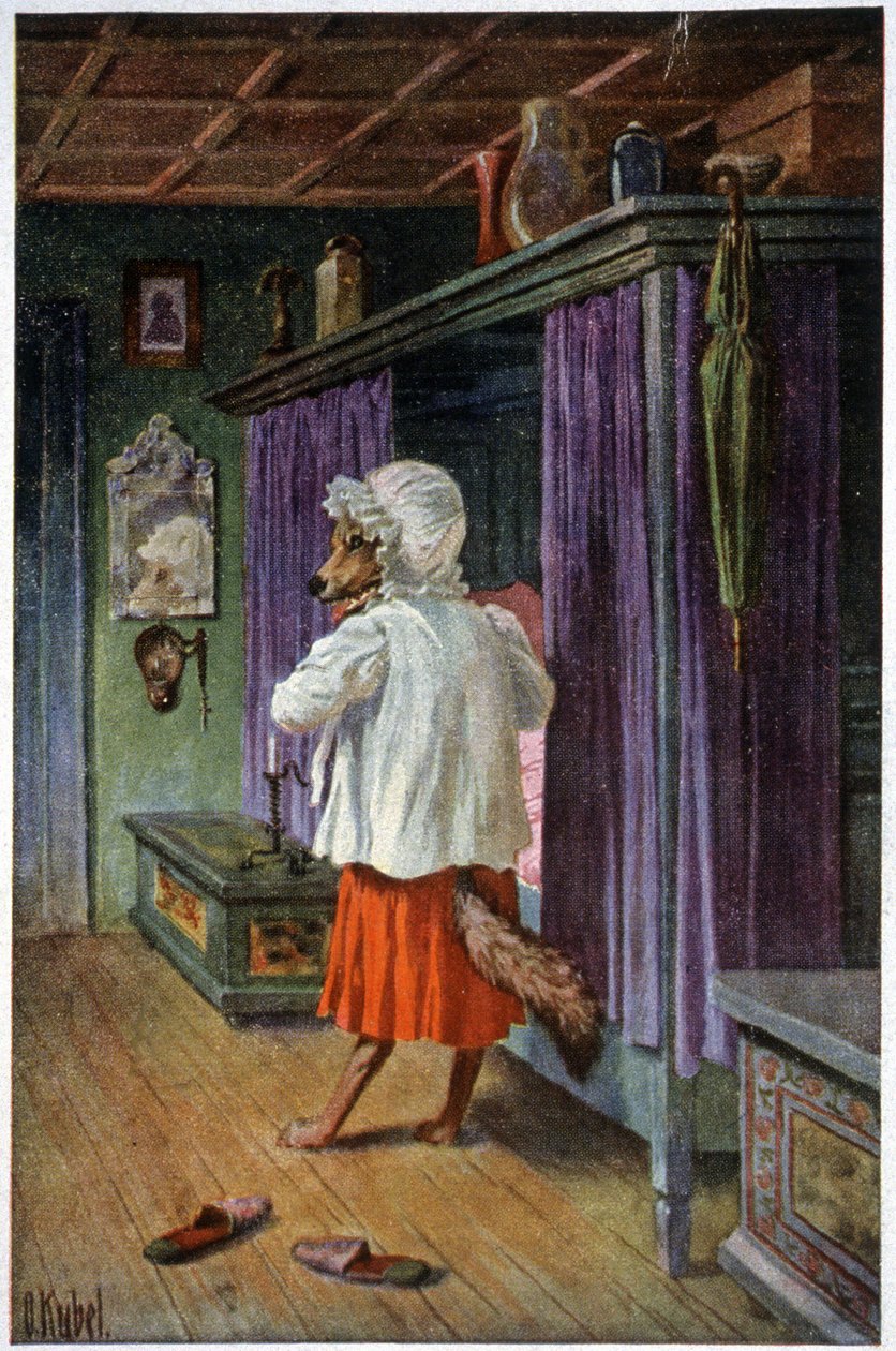 Büyük Anne'de kurt kılığına girer, 1910 dolayları (kartpostal) by Otto Kubel