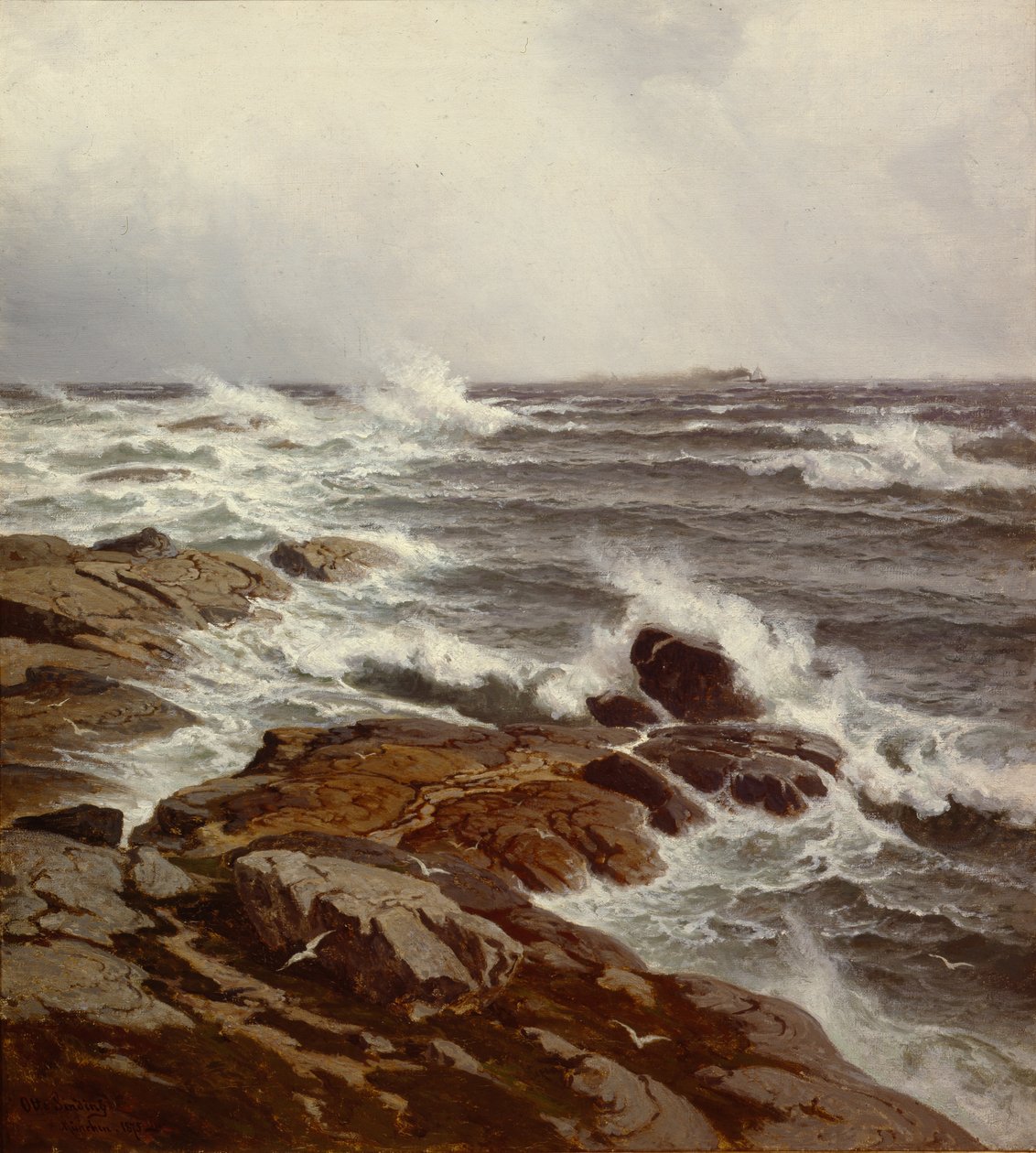 Sahil Parçası (tuval üzerine yağlı boya) by Otto Ludvig Sinding