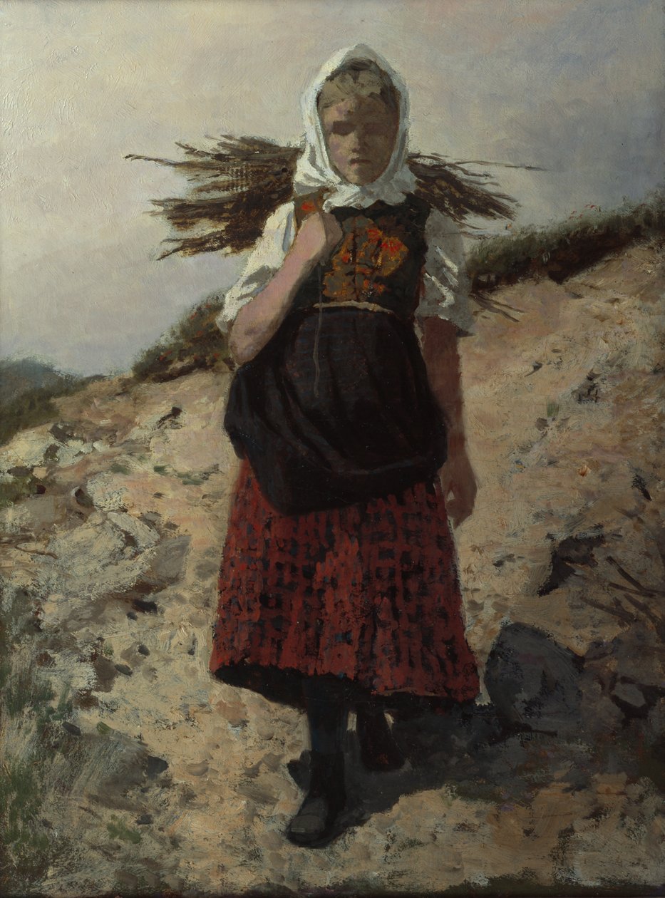 Yakacak odun toplandı (tuval üzerine yağlı boya) by Otto Ludvig Sinding