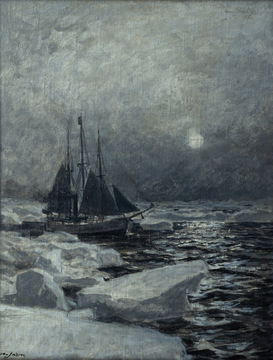 Arktik Okyanusunda Fram (tuval üzerine yağlı boya) by Otto Ludvig Sinding