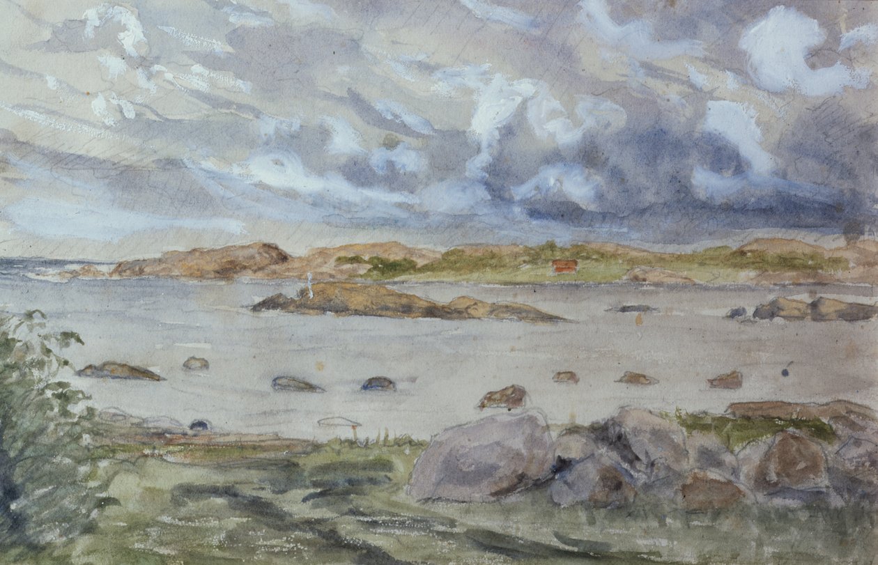 Deniz ve Manzara Kroki (kağıt üzerine suluboya ve kurşun kalem) by Otto Ludvig Sinding