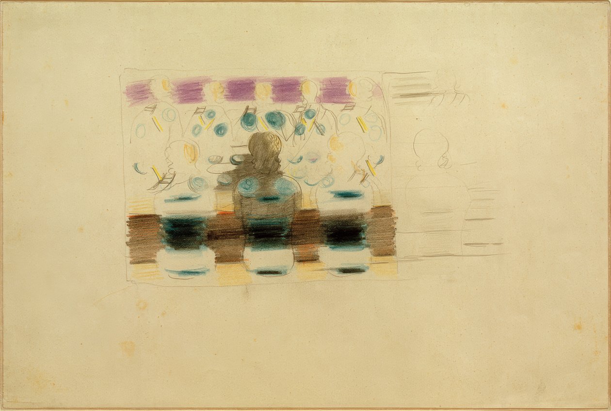 Hazırlık (yemek odasında dua). kroki by Otto Meyer Amden