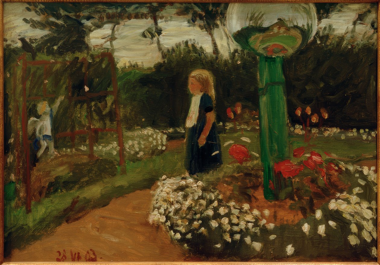 Elsbeth bir cam top ile bahçede by Otto Modersohn