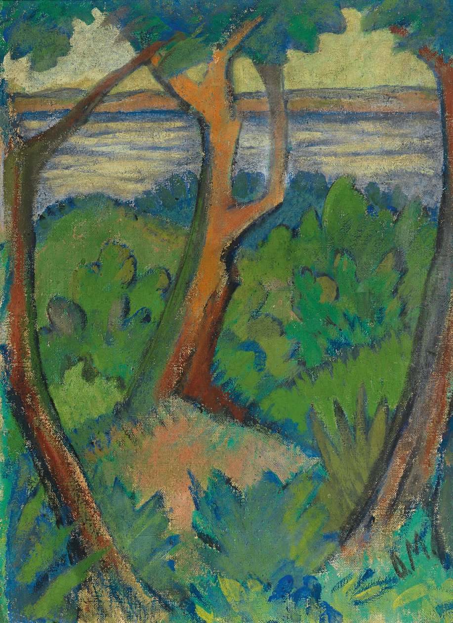 Üç ağaçlı manzara, 1923. by Otto Mueller