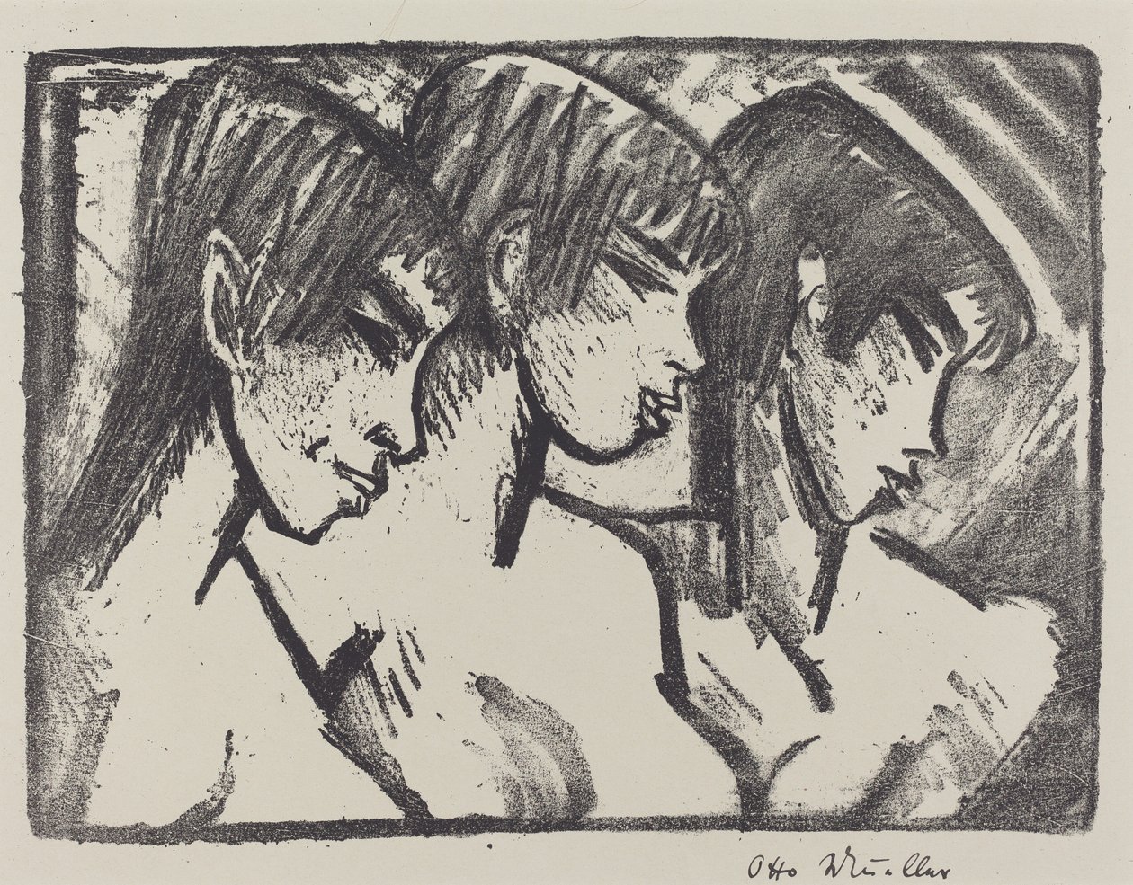 Profildeki Üç Kız by Otto Müller