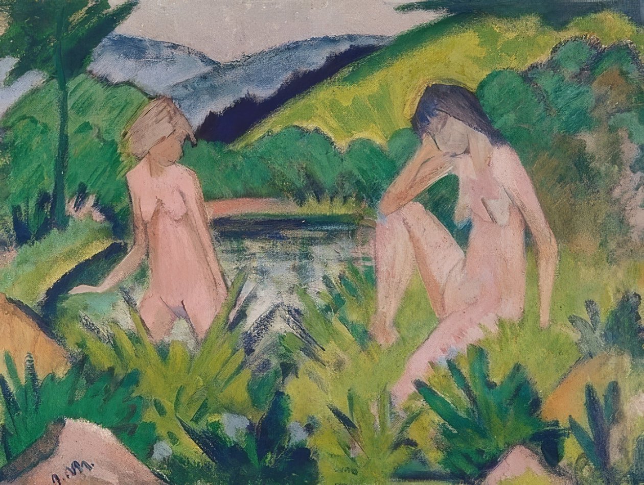 Su kenarındaki kızlar (Su kenarındaki iki kız). 1926 by Otto Mueller