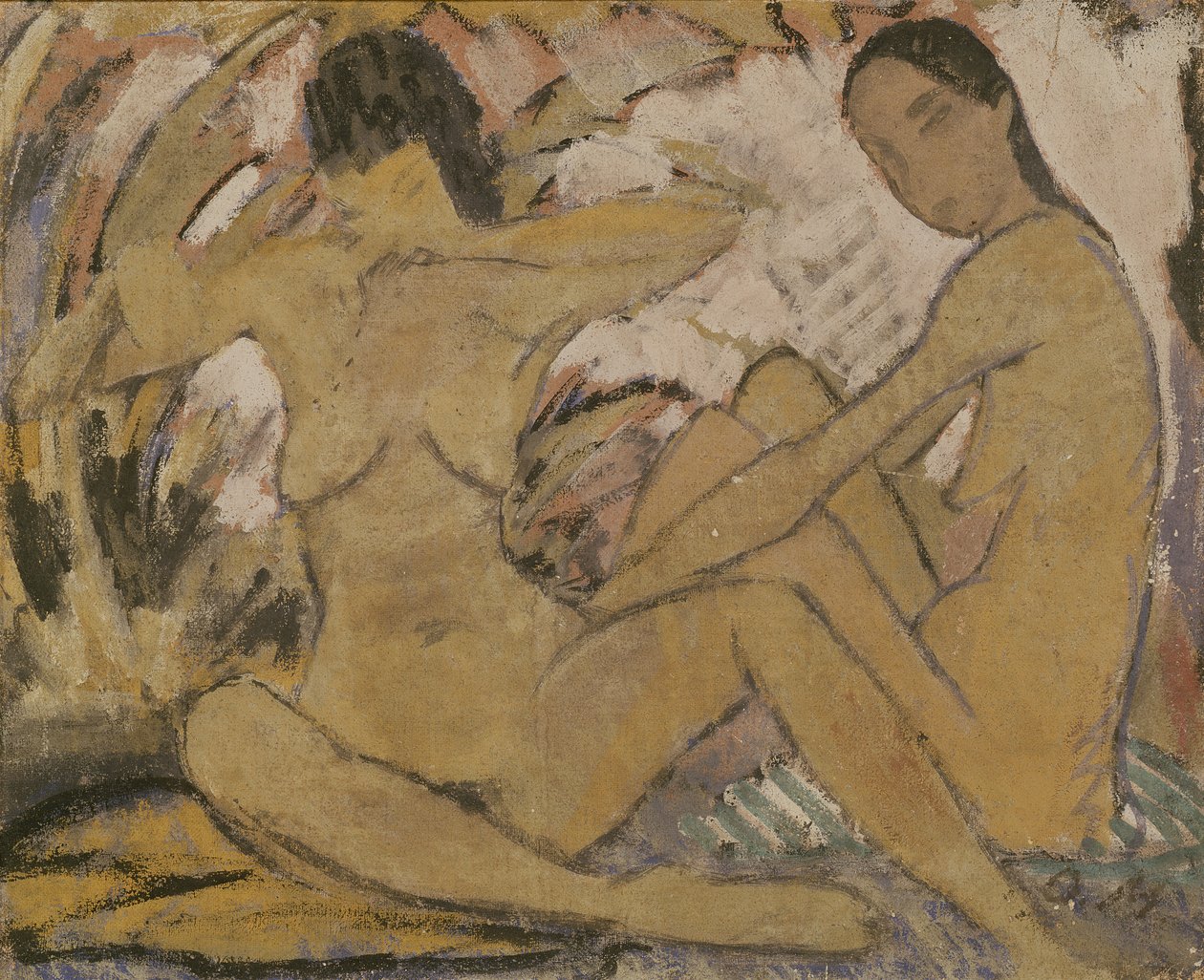 Oturan İki Kadın, c.1914 (versiyon için bkz. 274026) by Otto Mueller