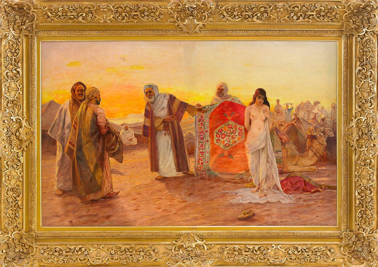Le Marche aux esclaves - Köle Pazarı - Tablo Otto Pilny (1866-1936), Tuval üzerine yağlı boya (82x120 cm) - Özel Koleksiyon by Otto Pilny
