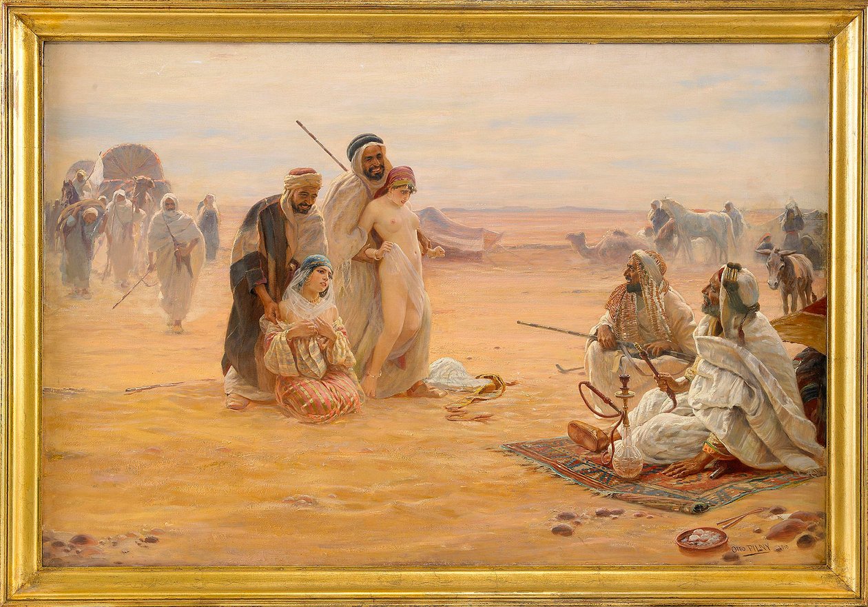 Le Marche aux esclaves - Köle Pazarı - Tablo Otto Pilny (1866-1936), Tuval üzerine yağlı boya 1910 (80x120cm) - Özel Koleksiyon by Otto Pilny