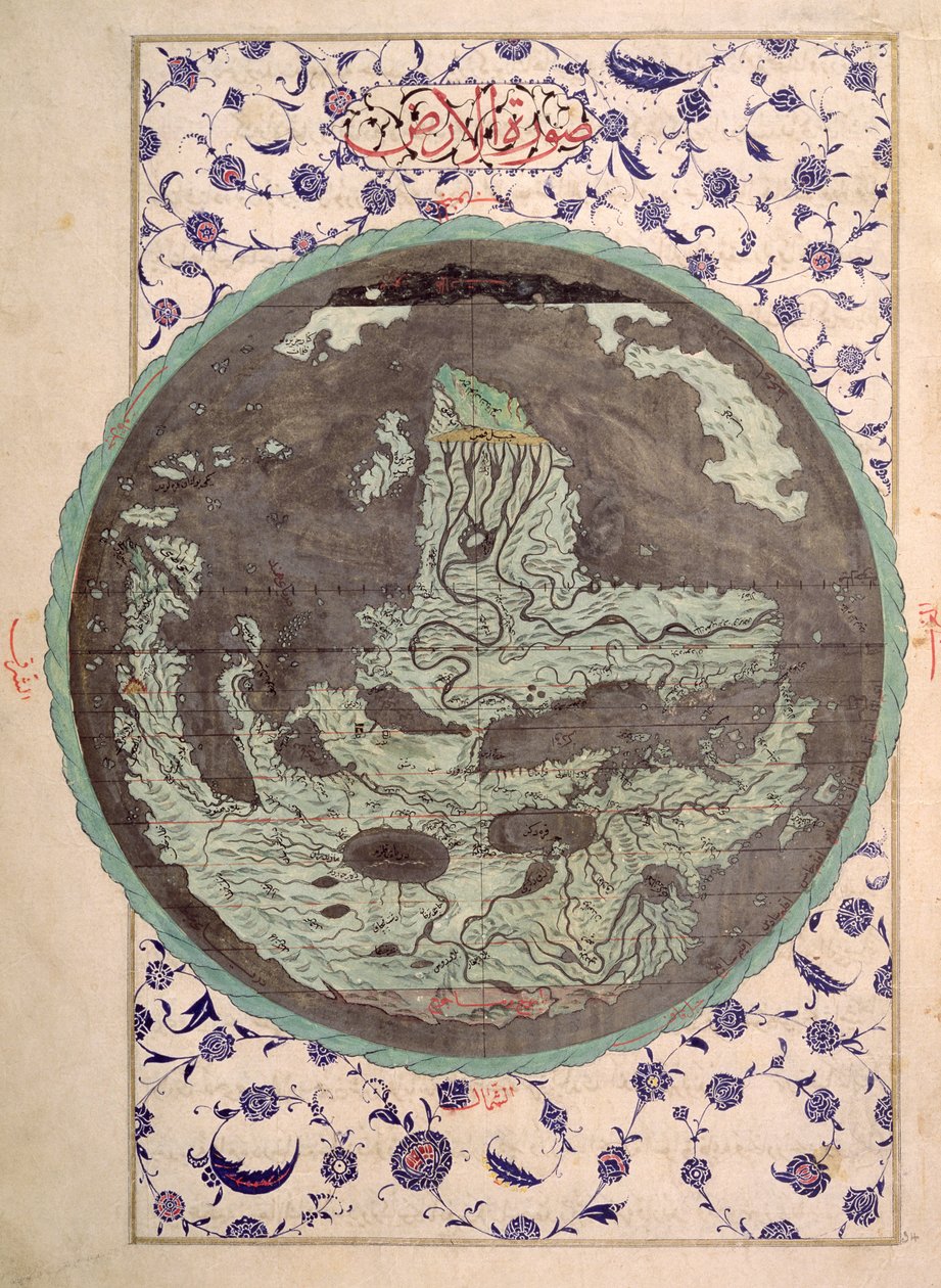 CBL T.414 fol.34a Dünya Haritası, Zubdat al-Tawarikh