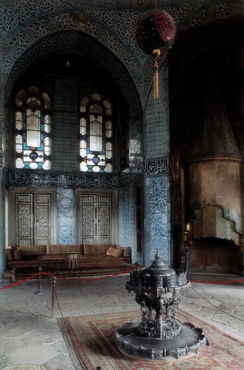 Mimari, Osmanlı Sanatı: Topkapı Sarayı (Topkapı Sarayı) 1465-1853 yılları arasında Osmanlı padişahının ana ve resmi kentsel konutu. 1475-1478 yılları arasında inşa edilen saray. Türkiye İstanbul. by Ottoman School