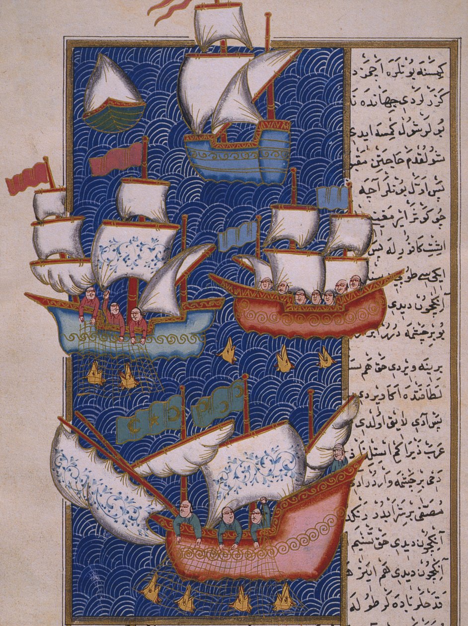 ağları olan balıkçılar by Ottoman School