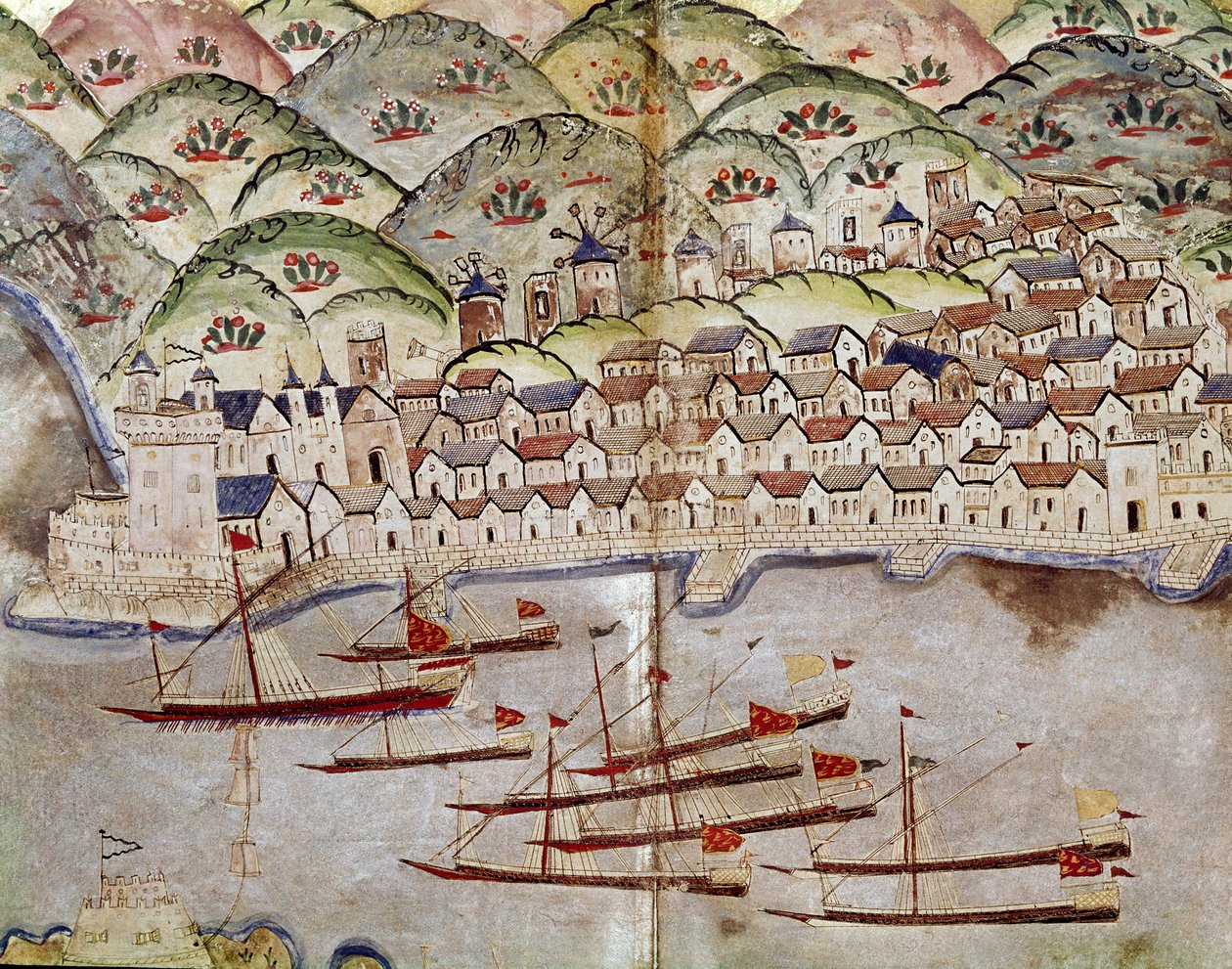 Osmanlı Sanatı: Marsilya görünümü, Fransa Minyatür by Ottoman School