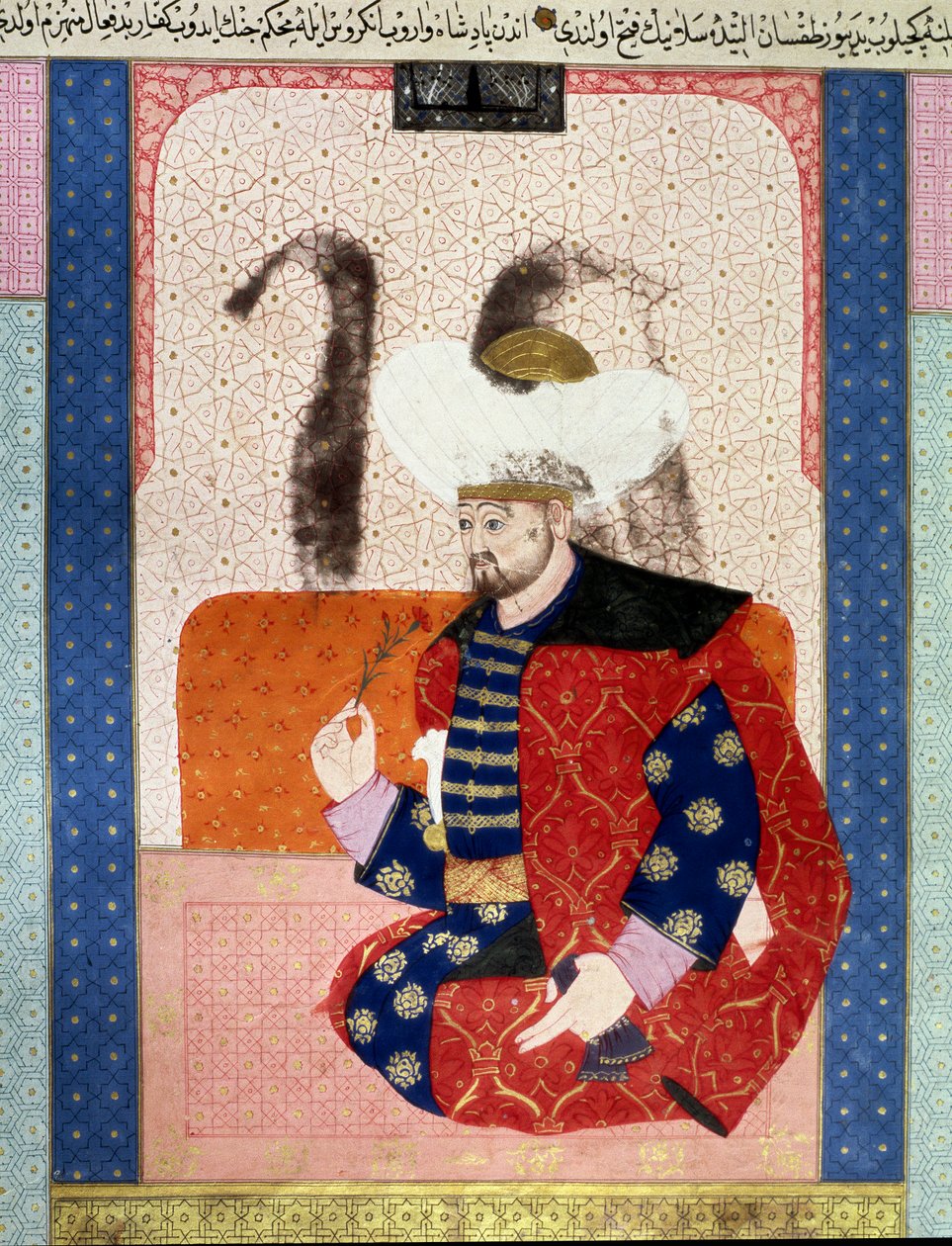Osmanlı İmparatorluğu: Yıldırım (Yıldırım) olarak bilinen I. Bayazid (I. Bajazet) (yaklaşık 1354-1403)”””” El yazmasından minyatür (Ms. 1973, folio 62a) “” Zubdatat-al-Tawarikh” (Zubdat al-Tawarikh) ) (Creme of Story) tarihçi Seyyid Loqman Aşuri tarafından by Ottoman School