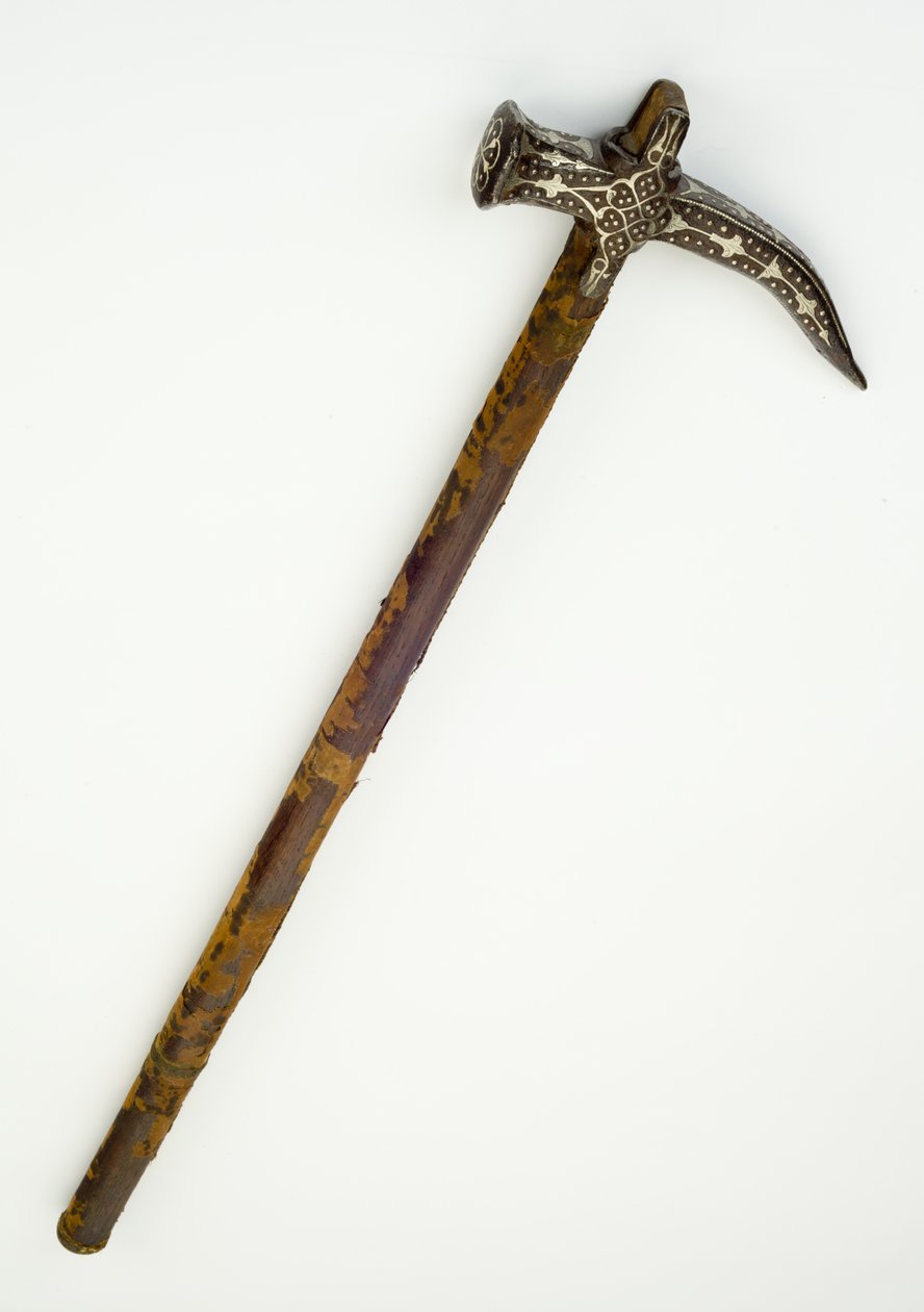 War Hammer, c.1680 (gümüş tel ve tekstil ile demir ve ahşap) by Ottoman School