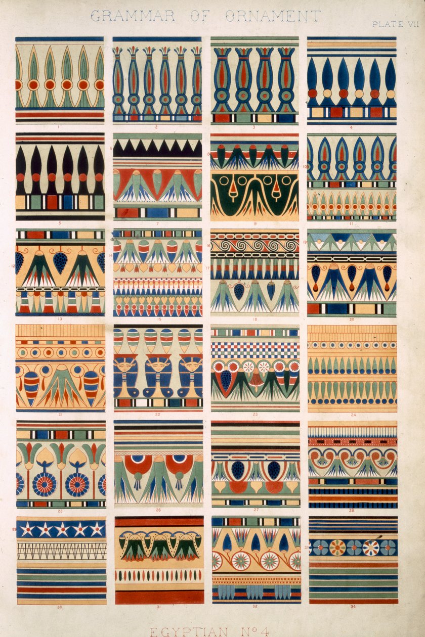 Mısır No 4, Plaka VII, Owen Jones'un (1809-68) 'The Grammar of Ornament' kitabından by Owen Jones