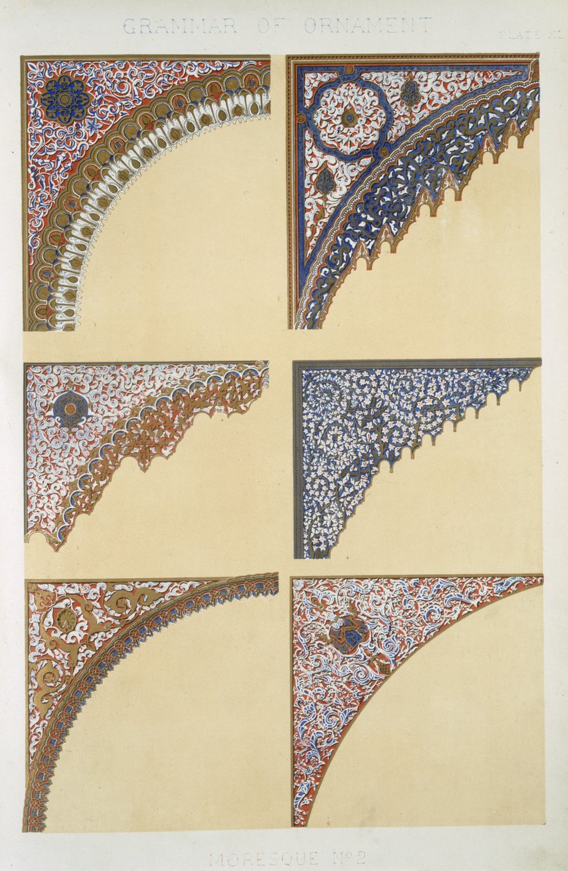 Moresque No 2, Plaka XI, Owen Jones'un (1809-68) 'The Ornament of Grammar' kitabından by Owen Jones