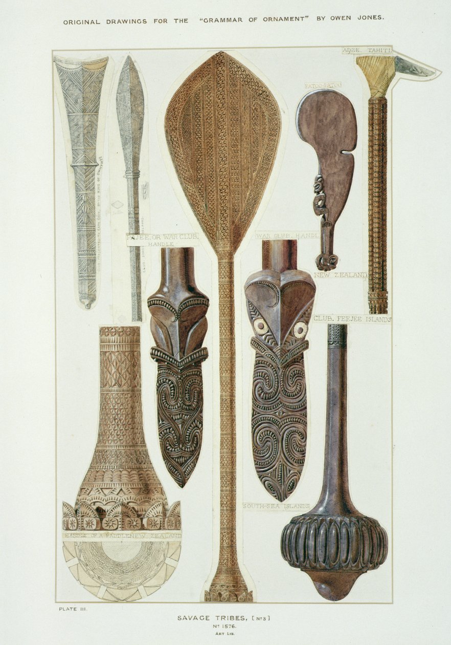 Süslemenin Dilbilgisi için Plaka III, Vahşi Kabileler No. 3 by Owen Jones