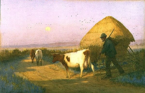 Bir Drover eve doğru Bağlı (suluboya) by Owen Baxter Morgan