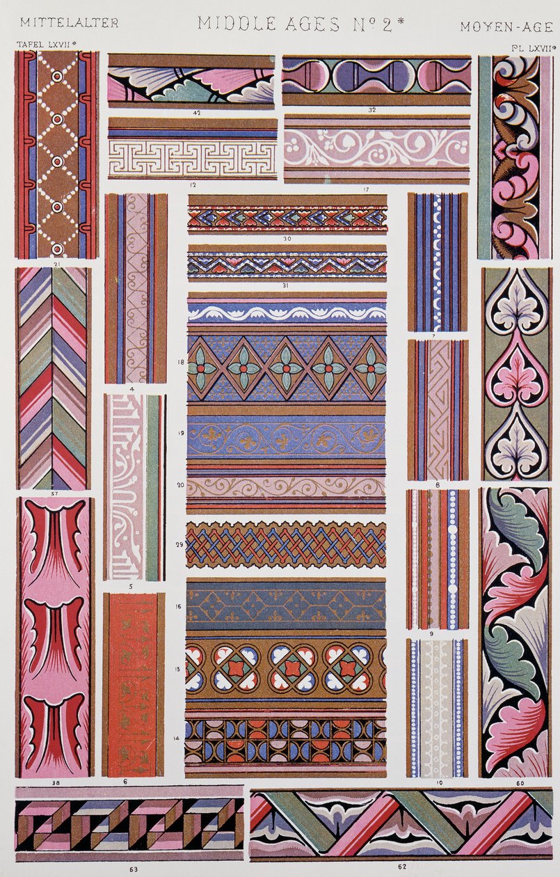 Ortaçağ tarzı dekorasyon, Owen Jones (1809-1874), Londra tarafından hazırlanan Ornament Grammar