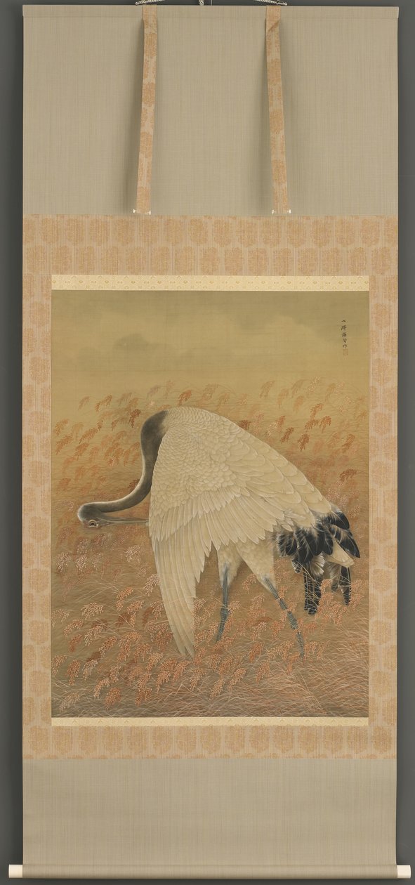 Bir vinç, Meiji dönemi, 19. yüzyıl sonu (ipek üzerine mürekkep ve renk) by Ozawa Nankoku