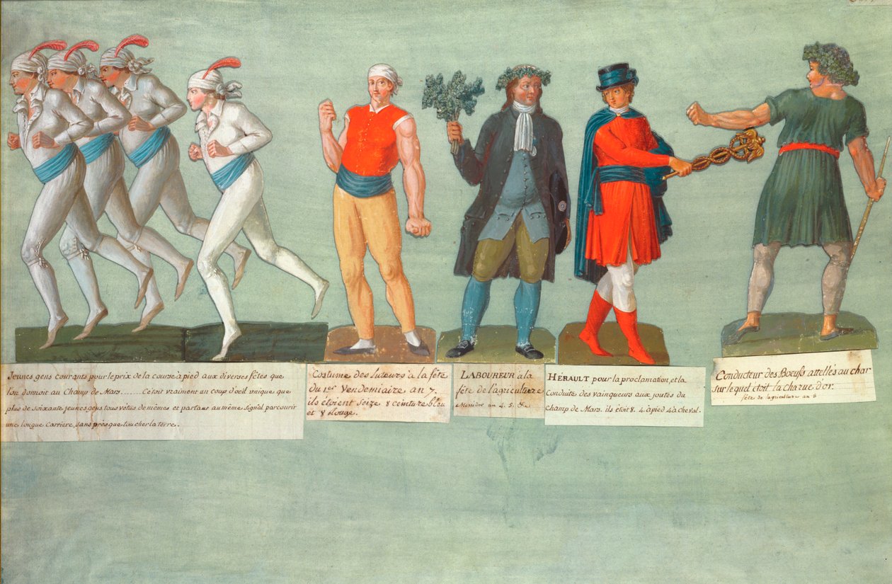 Fransız Devrimi döneminde festivallere katılan sporcular ve katılımcılar (guaj) by P. A. and J.B. Lesueur
