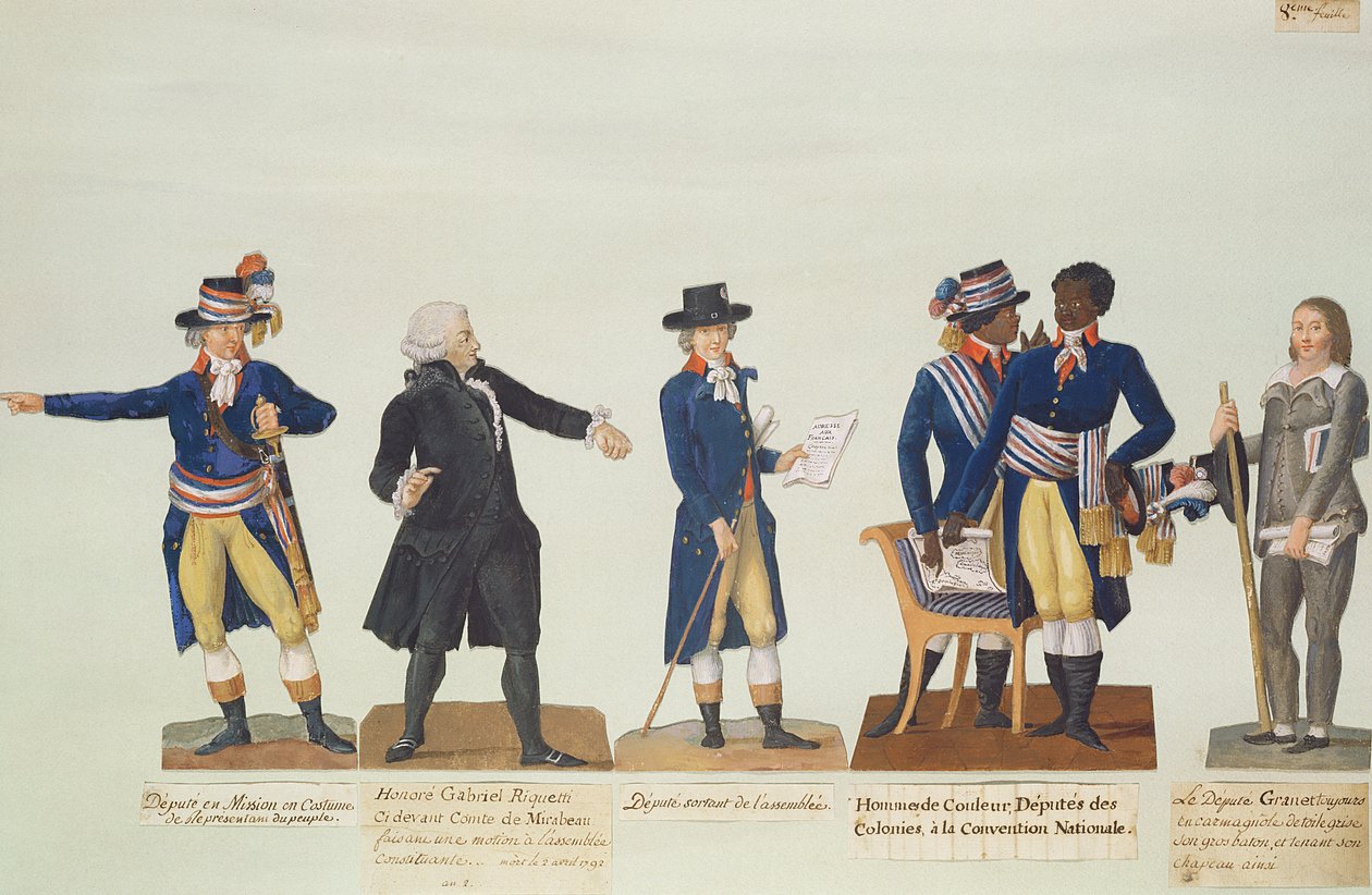 Deputies of the National Convention, Mirabeau and Deputy Granet. c.1794-5 (gouache) by P. A. and J.B. Lesueur