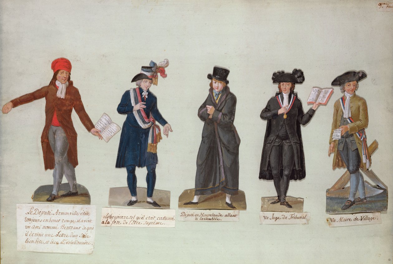 Milletvekili Armonville, Robespierre ve yetkililer, Fransız Devrimi (guaj) dönemini oluştururlar. by P. A. and J.B. Lesueur