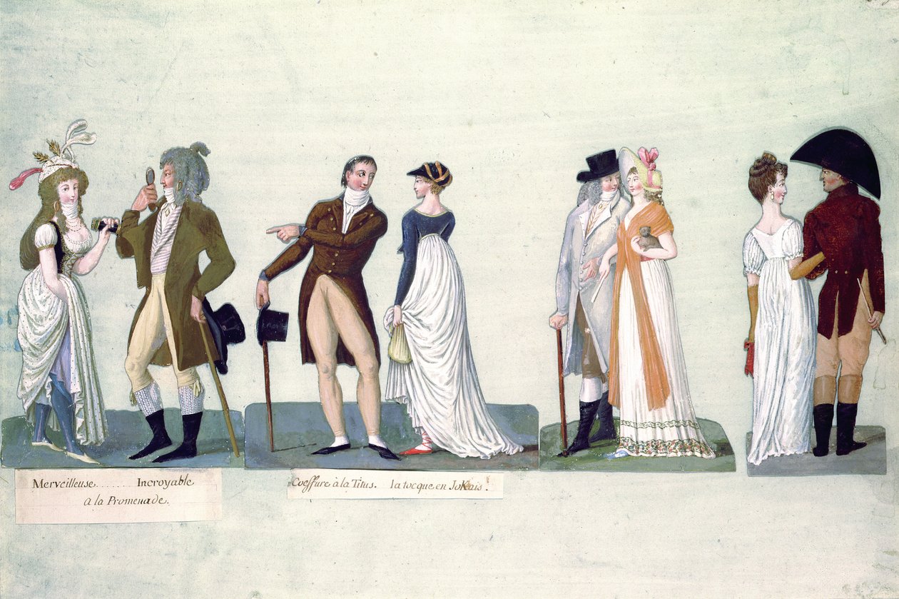 Fol.50 Harika ... İnanılmaz gezinti yolu; Coiffure a la Titus ... Jokey tarzında tok (guaj) by P. A. and J.B. Lesueur