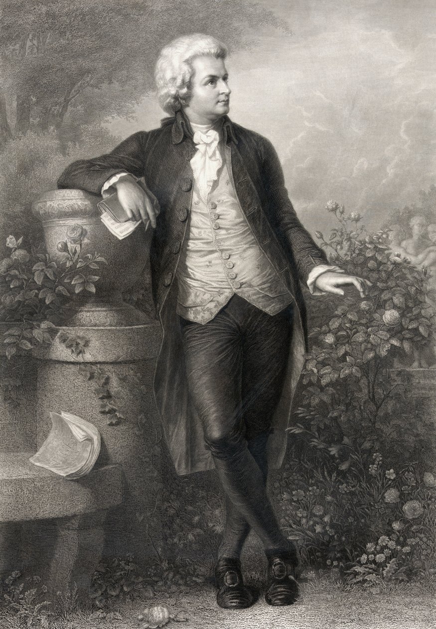 Wolfgang Amadeus Mozart, Paul Barfus tarafından kazınmış (1823-95) by P. Schworer