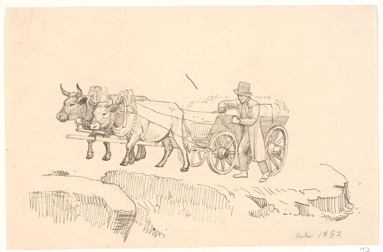 Damızlık aracının yanında yürüyen bir çiftçi by P.C. Skovgaard