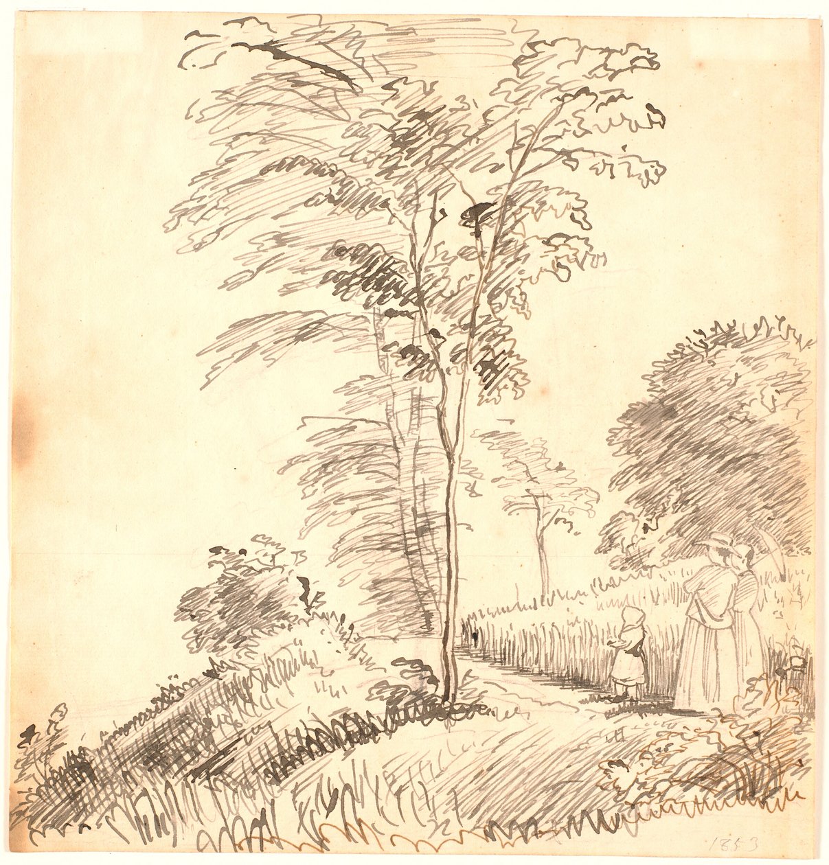 Bir yolda yürümek (muhtemelen Vedbæk). by P.C. Skovgaard