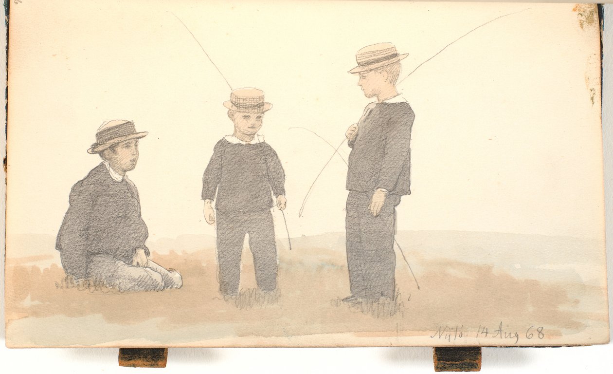 Hasır şapkalı üç erkek by P.C. Skovgaard