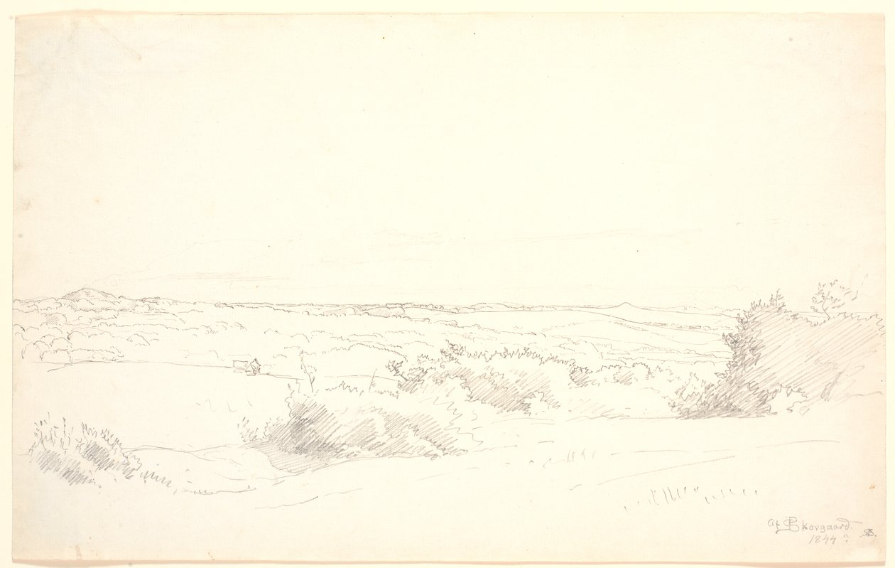 Tepelik bir manzara görünümü. by P.C. Skovgaard