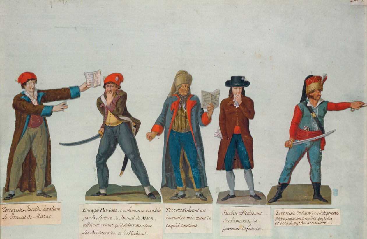 Fransız Devrimi sırasında Terör Hükümdarlığı (1793-4) döneminde jakobenler ve teröristler (guaj) by P. A. and J.B. Lesueur