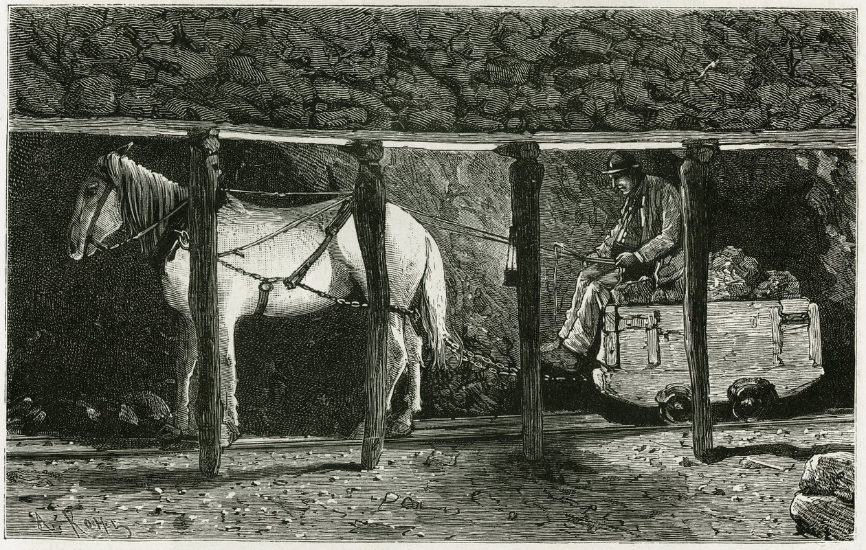 Berlaine ile bir galerinin iç. Camille Lemonnier (1844-1913) Belçikalı yazar tarafından “Belçika” hikayesini örneklemek için Ferat tarafından gravür. Le Tour du monde