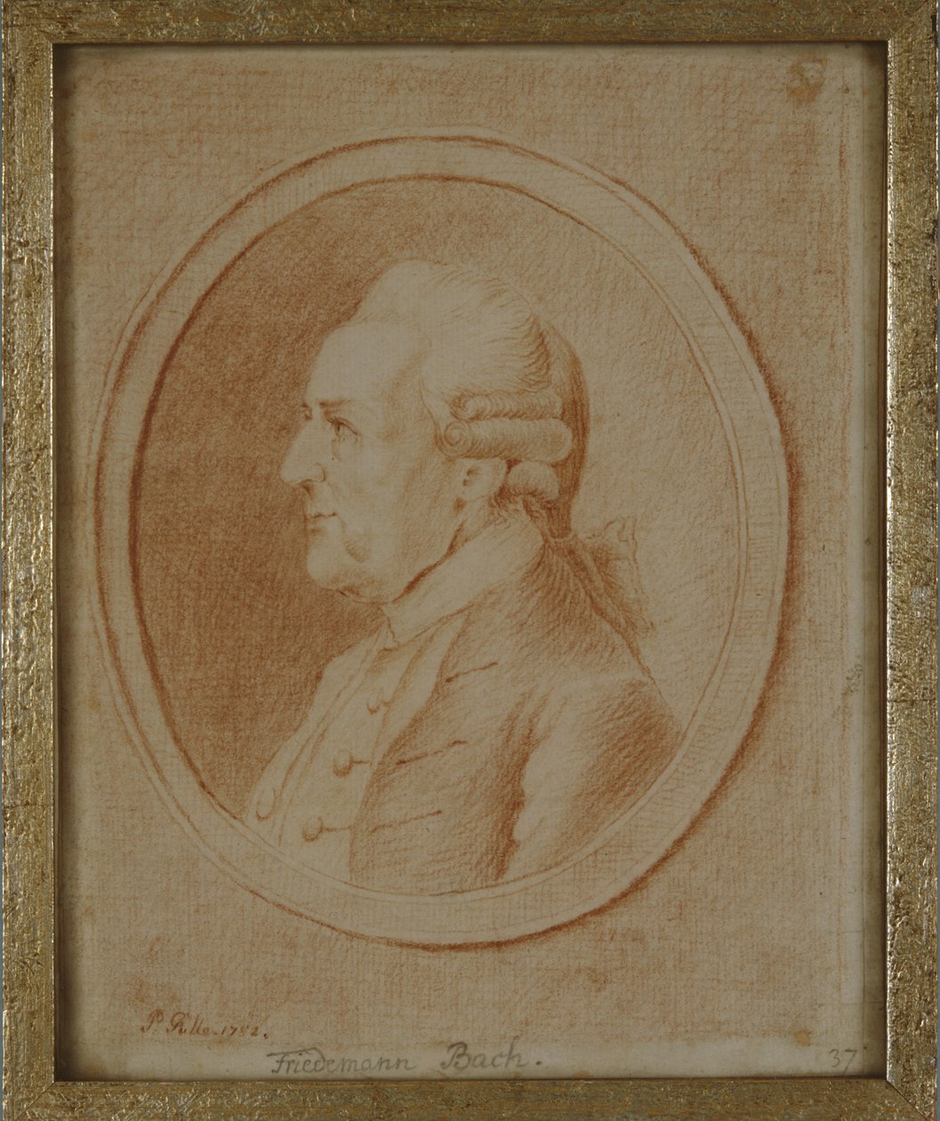 Wilhelm Friedrich Bach, 1782 (kağıt üzerinde kırmızı tebeşir) by P. Guelle or Gulle