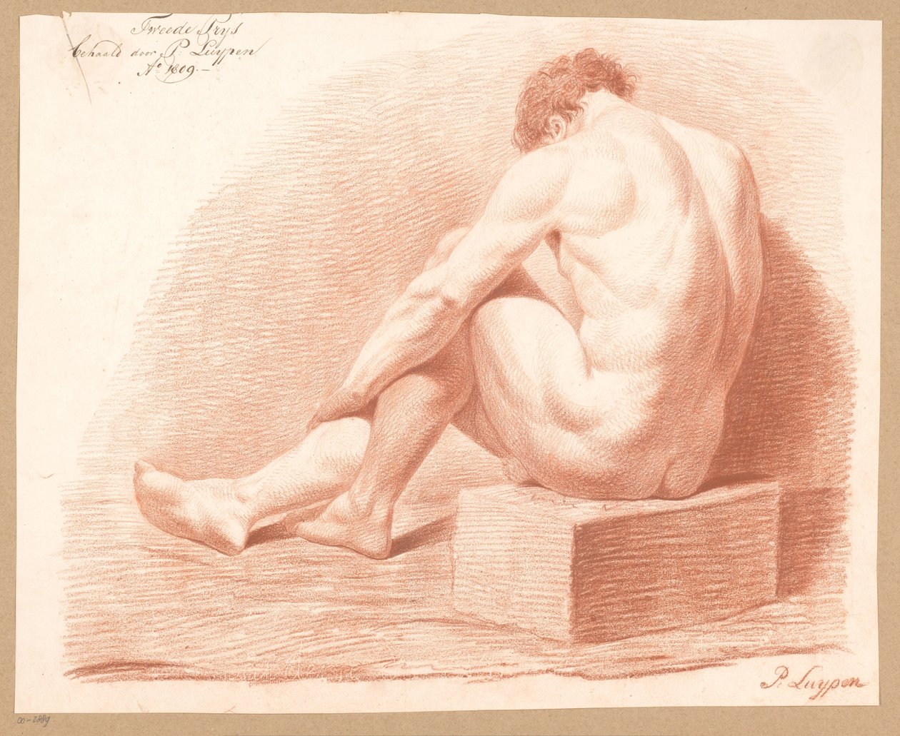 Oturan Erkek Çıplak, Arkadan Görünüş (2. Ödül 1809) by P. Luypen