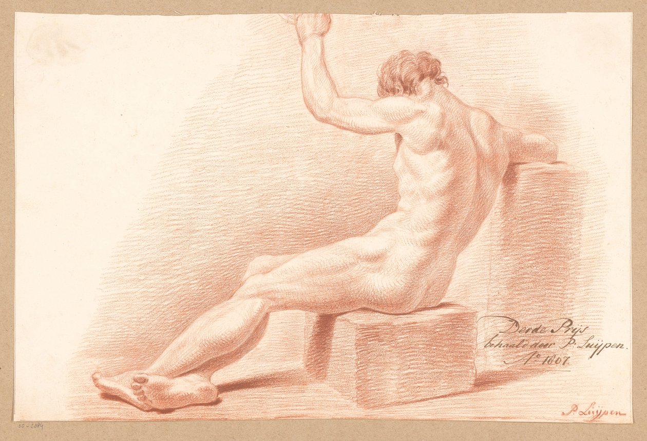 Oturan Erkek Çıplak, Arkadan Görünüş (3. Ödül 1807) by P. Luypen