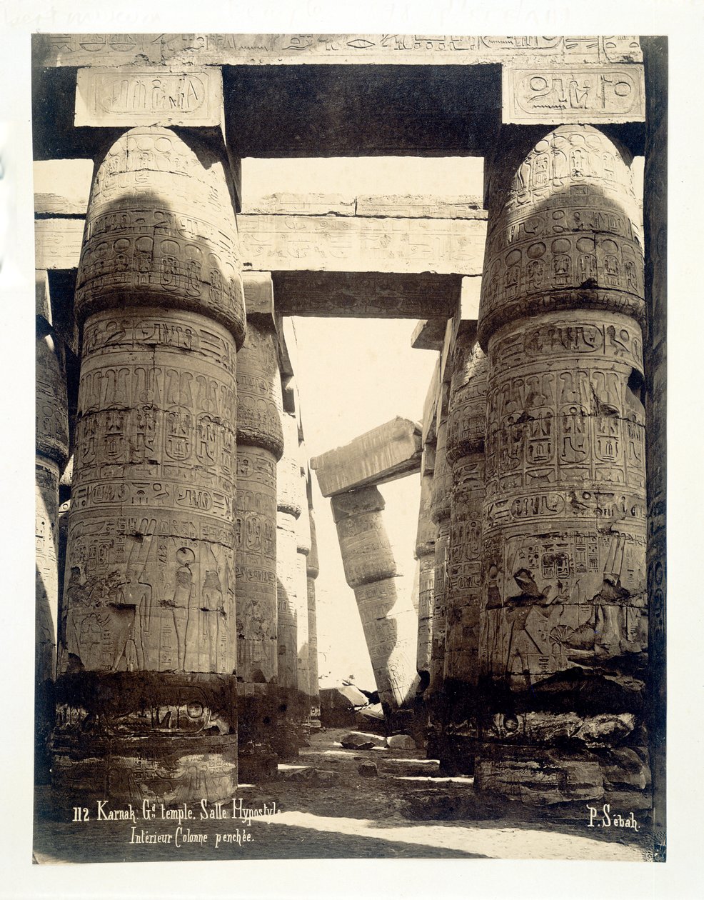 Hipostil salonu, Amun-Re tapınağı, Karnak, Mısır, 1878 by P Sebah