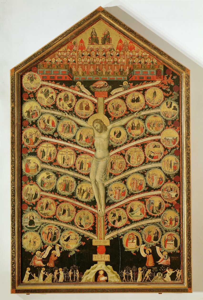 The Tree of Life, c.1310 (panelde tempera) (detay için bkz. 62294) by Pacino di Buonaguida