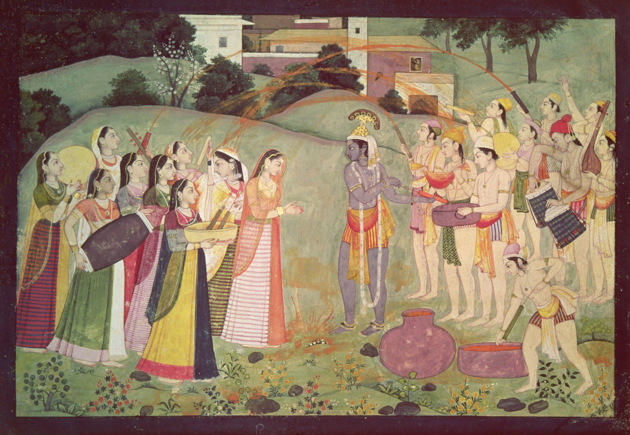 Krishna Holi, Kangra, Himachal Pradesh, c.1775-1780 Festivalini kutluyor by Pahari School