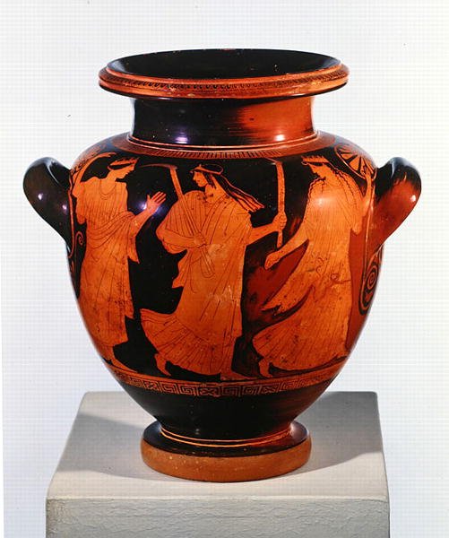 Attic Kırmızı figür Stamnos (seramik) (ayrıca bkz. 293770) by Painter of the Birth of Athena