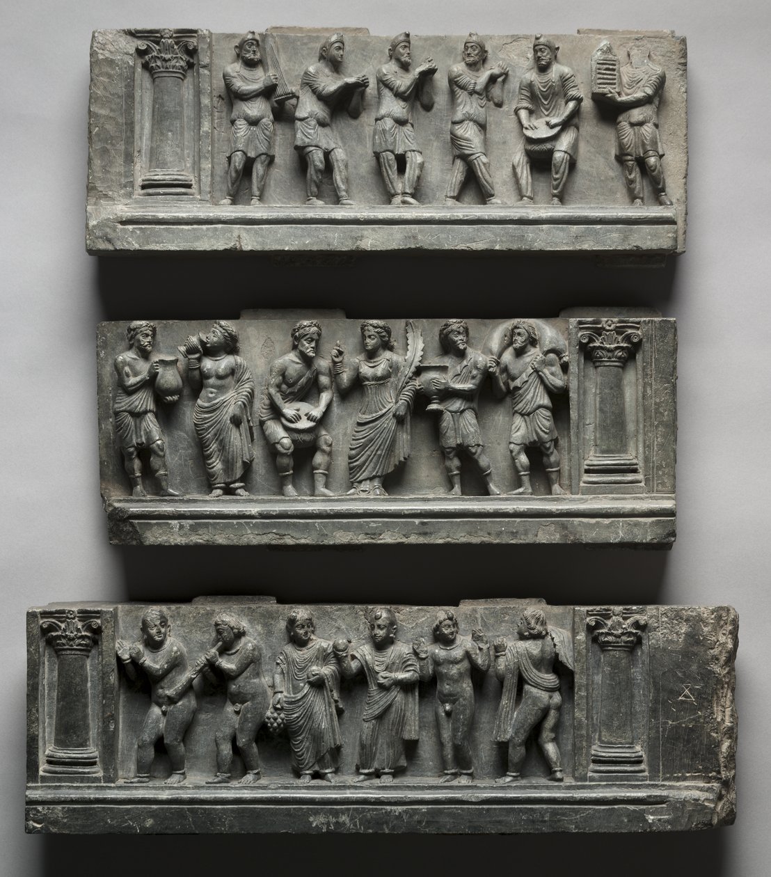 Bacchanalian Rölyef, Pakistan, Gandhara, Buner bölgesi, erken Kuşan Dönemi (MS 1-320) (şist) by Pakistani School