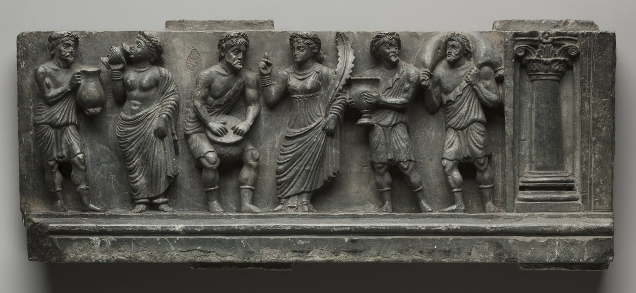 Bacchanalian Rölyef, Pakistan, Gandhara, Buner bölgesi, erken Kuşan Dönemi (MS 1-320) (şist) by Pakistani School