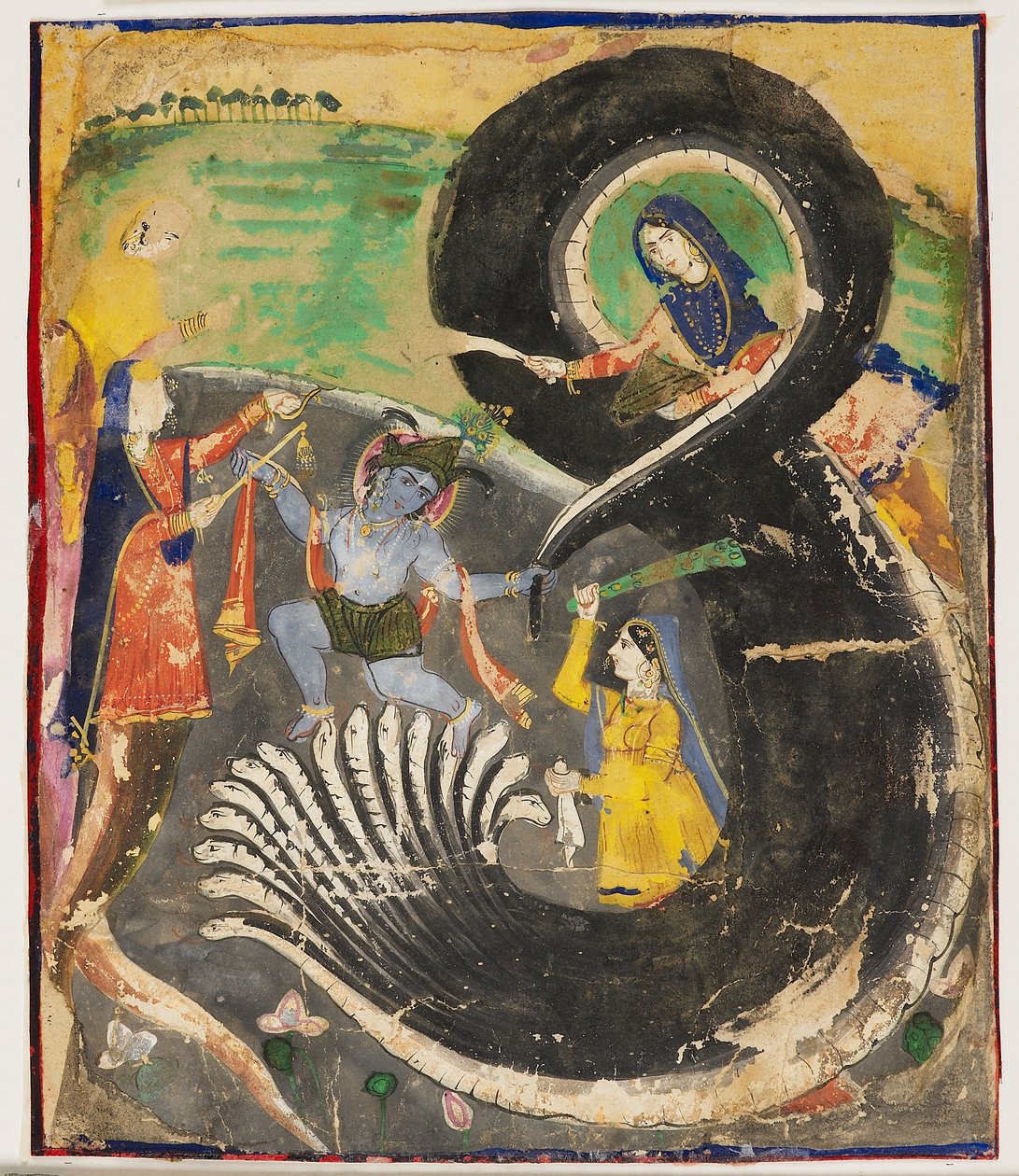 Krishna ve naga Kaliya by Pakistani School