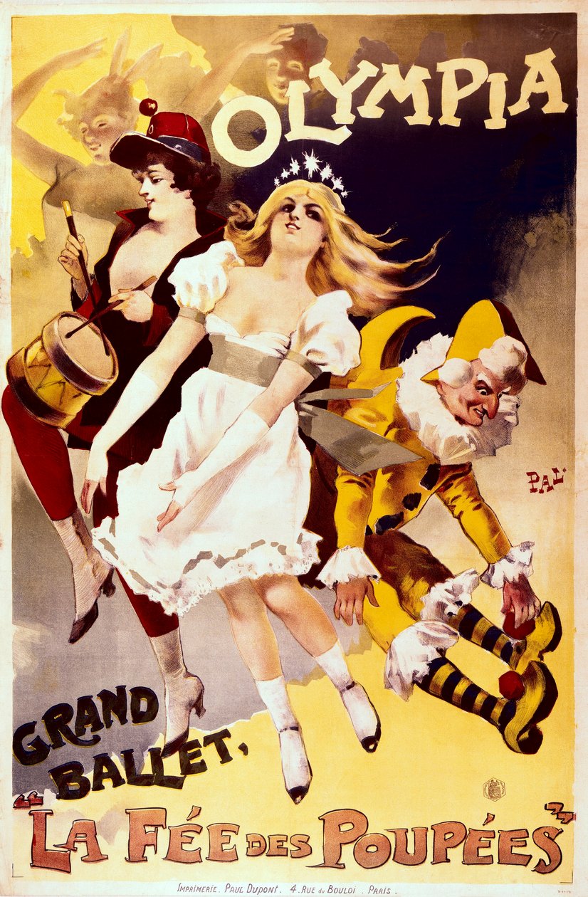 La Fée des Poupées, Olympia tiyatrosundaki büyük bale için reklam afişi (renkli taş) by Pal (1855 1942)