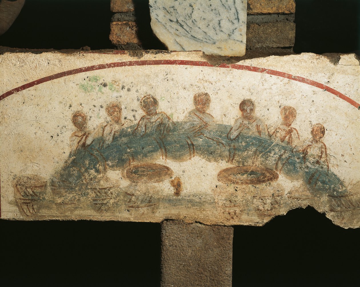 Eucharistic ziyafet, Ayin Kübikası (fresk) by Paleo Christian